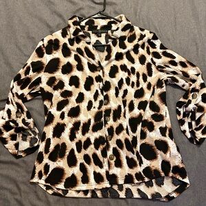 Fred David Black and Cream Patterned Blouse